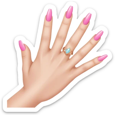 Un doigt qui pointe vers la droite on voit uniquement la main qui porte du vernis rose et des bagues aux doigt  sticker