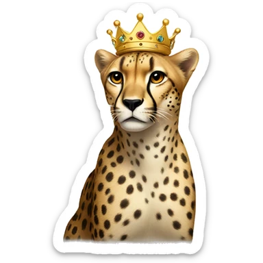 Cheetah wearing a crown sticker