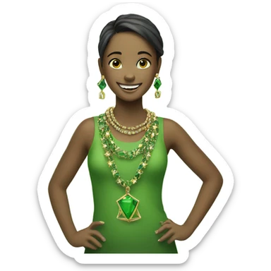 smiling girl with jewelry and green eles sticker