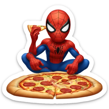 spiderman eating pizza  sticker