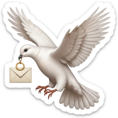 a dove flies with a letter in its paws sticker