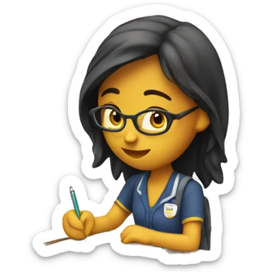 chica estudiando sticker