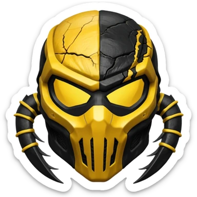 mortal kombat scorpion mask black and yellow sticker