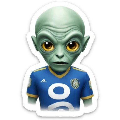 Alien wearing a Leeds united top sticker