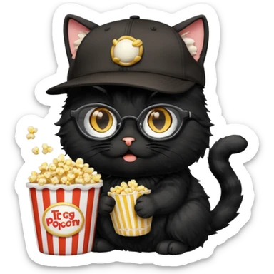 balck cat with with rapper popcorn with opticals sticker