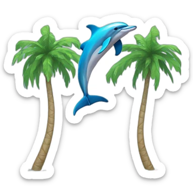 Dolphins palm trees sticker