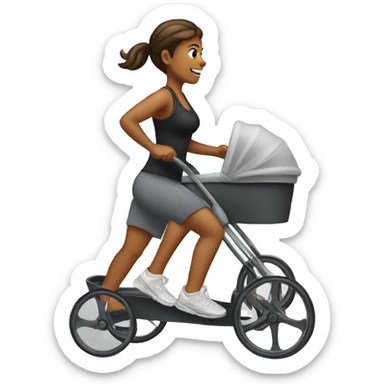 running woman with a baby stroller sticker