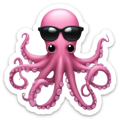 an eerie looking pink octopus with black glasses and only 8 tentacles sticker