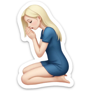 Girl on her knees from a side begging sticker