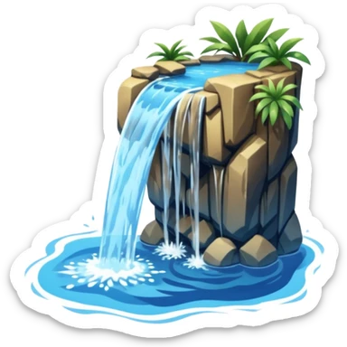 Tall stream of water cascading into a pool. sticker