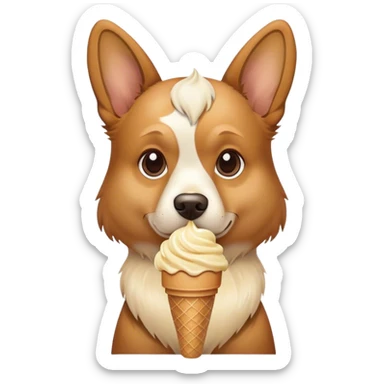 Dog with ice cream cone sticker