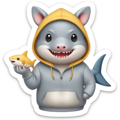 Shark with hamster hoodie sticker