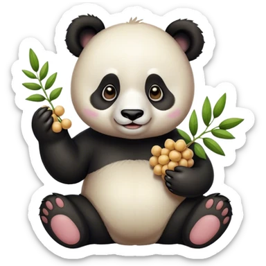 Panda bear with a chickpea sticker