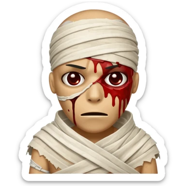 halloween mummy with blood stains semi-covered eyes sticker