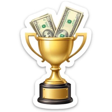 a trophy with money inside it  sticker