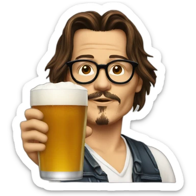 Johnny depp drinking a mega pint sticker