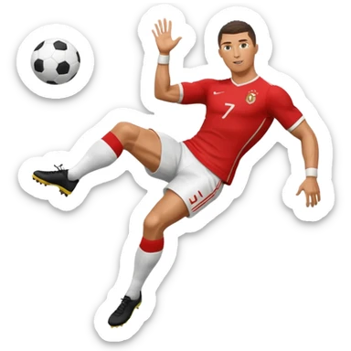 Ronaldo doing a bicycle kick with football sticker