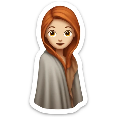 White girl with auburn hair inside blanket sticker