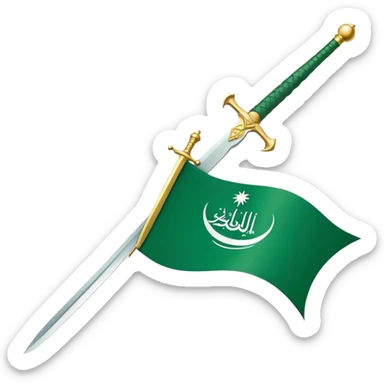 Saudi Arabian flag with green background and white Arabic script and sword sticker