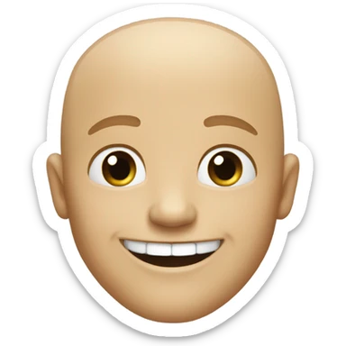 bald white man with no hair and gap tooth smile sticker