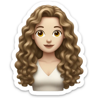 Woman with pale skin and long curly brown hair  sticker