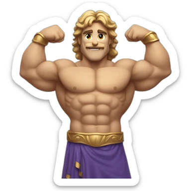 Muscular Greek god flexing with arms in air sticker