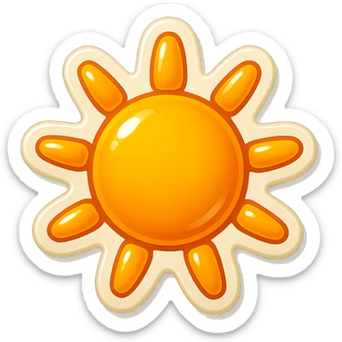 cartoon style sticker, single sun symbol, simple and clear, no text sticker