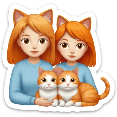 Two nasty girls with white and orange cat sticker