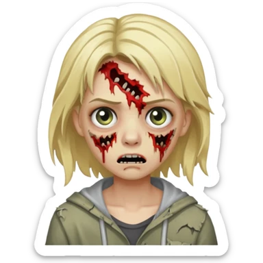 a blonde zombie with medium hair  sticker