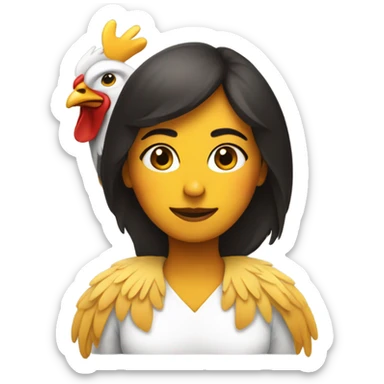 Karina wearing a chicken  sticker