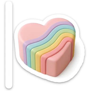 heart-shaped fondant cake with rainbow fondant stripes sticker