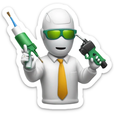 Guy in a paint suit using a spay gun to paint a car sticker