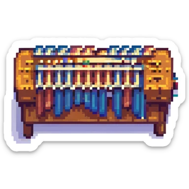 Make this marimba more colorful, keep the pixel art style, no background. sticker