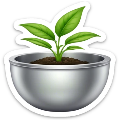 green plant in silver bowl sticker