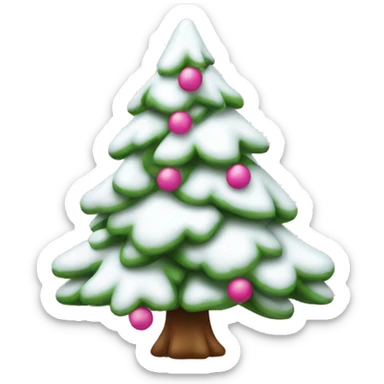 Christmas snow tree with pink bows sticker
