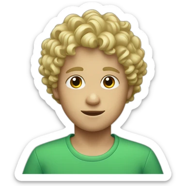 Blond curly  boy with green eys and blue shirt sticker