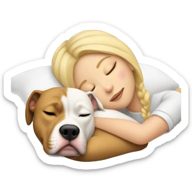 blonde girl sleeping with a pitbull  sticker