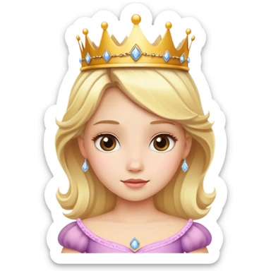 Blonde girl in a princess dress with a crown  sticker