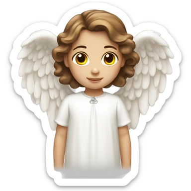 Little angel white girl with brown hair sticker