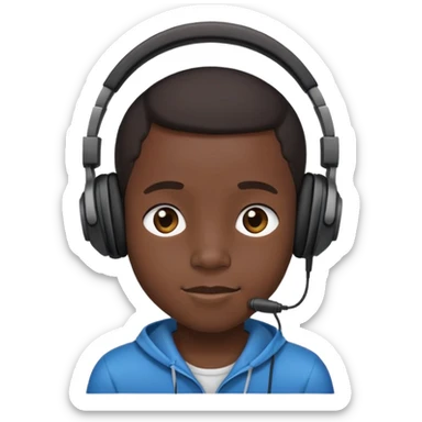 Black kid wearing headphones listening to music sticker