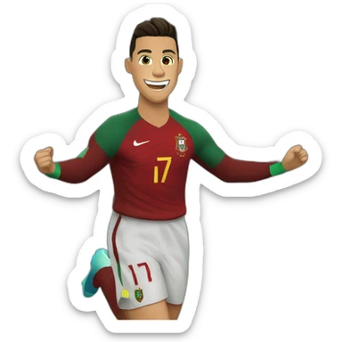 Cristiano Ronaldo haciendo su celebracion con la equipacion de portugal sticker