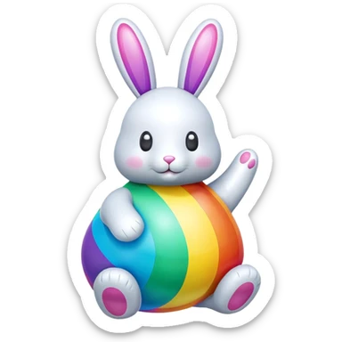 easter rainbow inflatable bouncy bunny sticker