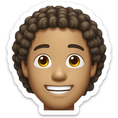 Chinese man with curly hair and Ronaldinho smile sticker