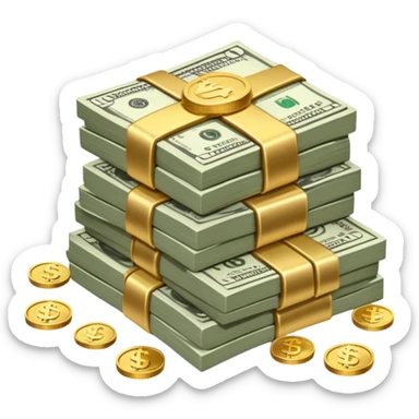 pile of money cash and coins sticker