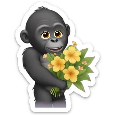 Gorila giving flowers to a girl sticker