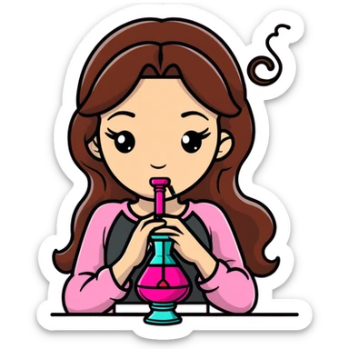 Ein braunhaariges Mädchen was eine Pinke Shisha raucht  sticker