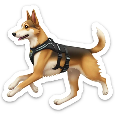  saluki German shepherd husky with tattoos and holographic harness running sticker
