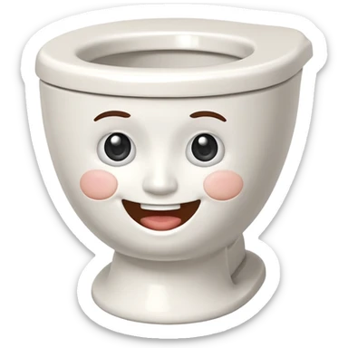 Cartoon toilet with human face emerging from bowl sticker