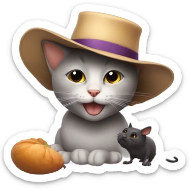  cat with a hat on a bat eating a rat sticker