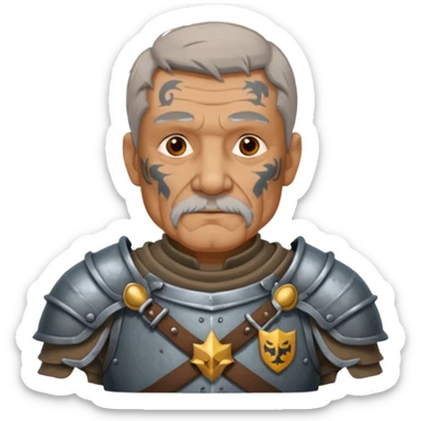 elderly tattooed knight, tattooed shoulder sticker